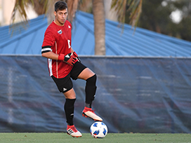 Male soccer player on the soccer field in uniform